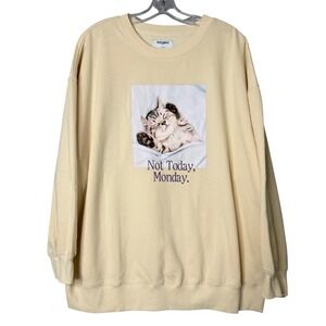 Old Navy Oversized Crewneck Sweatshirt Womens L Cream‎ Cat Tunic Length So Comfy